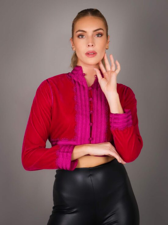Bolero Handmade Velvet with Silk Thread Embroidery – FUCHSIA