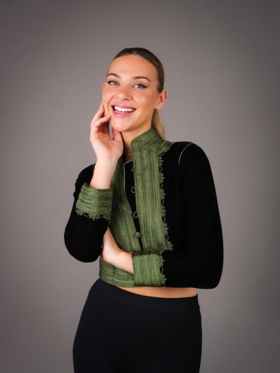 Bolero Handmade Velvet with Silk Thread Embroidery – GREEN