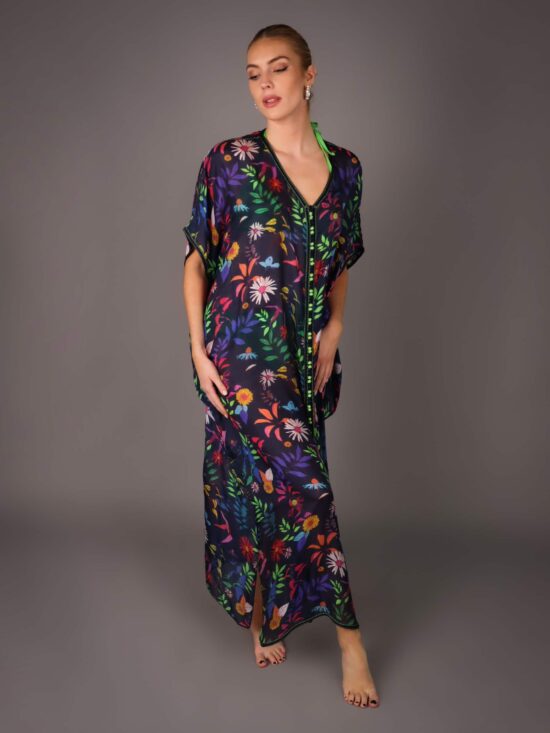 Tunique en Soie - BLEU FLORAL MAJI