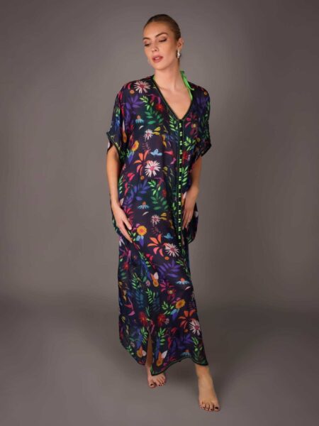 Tunique en Soie - BLEU FLORAL MAJI