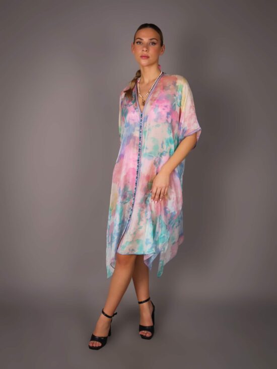 Tunique en Soie - ROSE BLEU MAJI