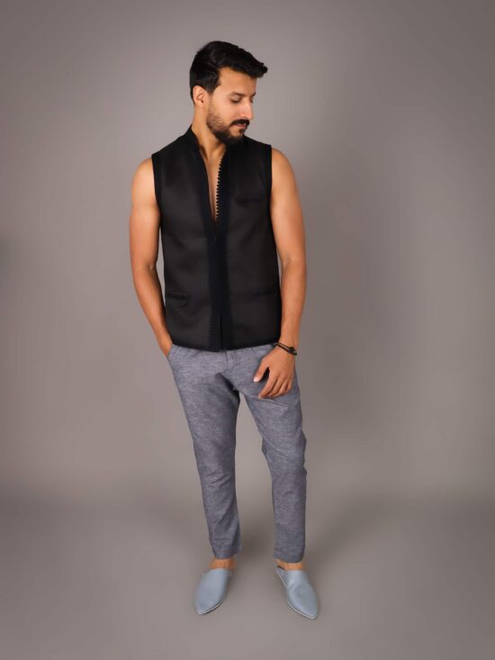 Gilet traditionnel marocain pour homme en lin léger et élégant