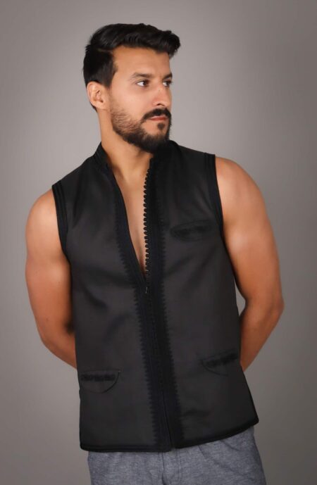 Gilet traditionnel marocain pour homme en lin léger et élégant