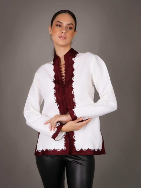 Jacket en Lin - BLANC/BORDEAUX