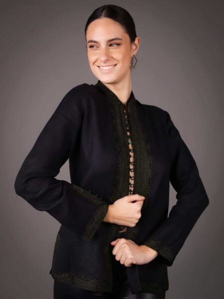 Jacket en Lin - VERT BOUTIELLE