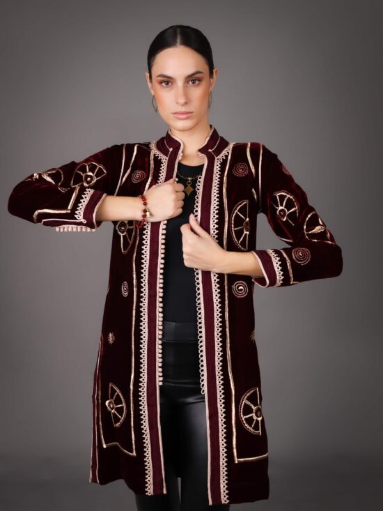 Trois Quart Velour Magana - BORDEAUX