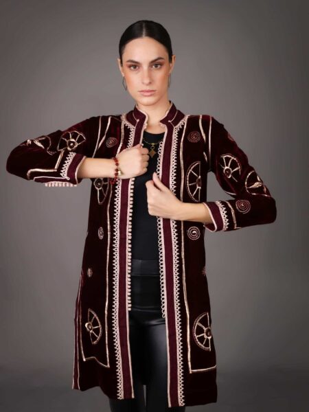 Trois Quart Velour Magana - BORDEAUX