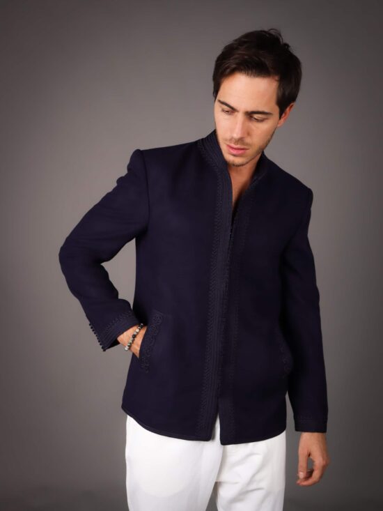 Jacket in Handmade Cashmere – BLUE