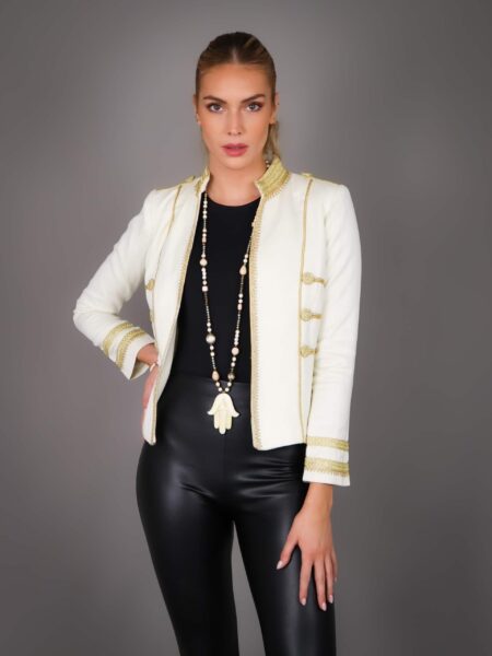 Veste en cachemire pour femme avec broderie marocaine artisanale - DORE