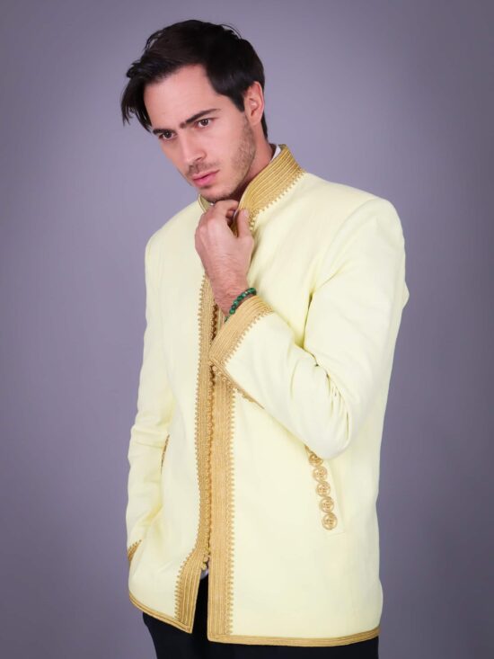 Veste en lin  faite main - JAUNE