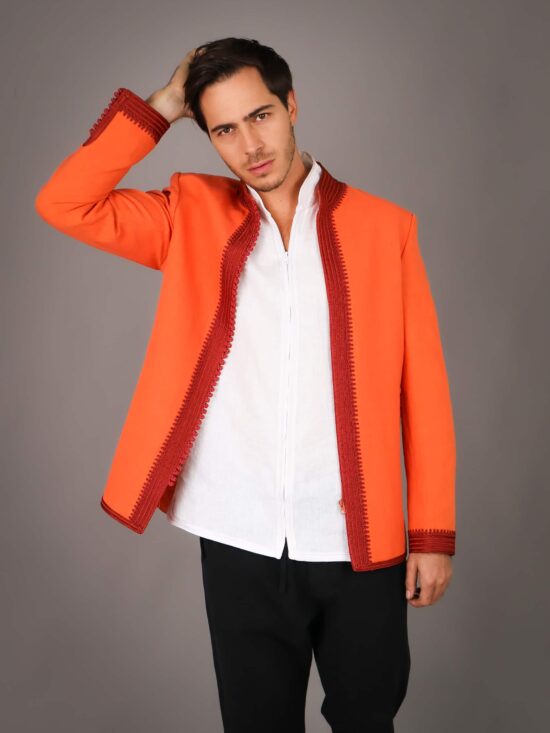 Veste en lin  faite main - ORANGE