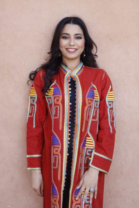 Caftan Femme Lin Style Hippi Berbère Rouge