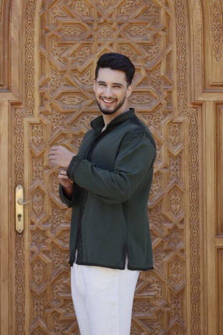Embroidered Linen Shirt with Elegant Finishes - GREEN