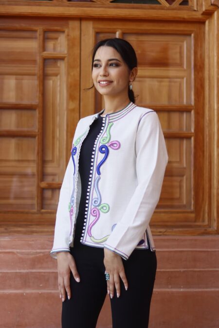 Jacket in Lightweight Fabric with Multicolored Arabesques