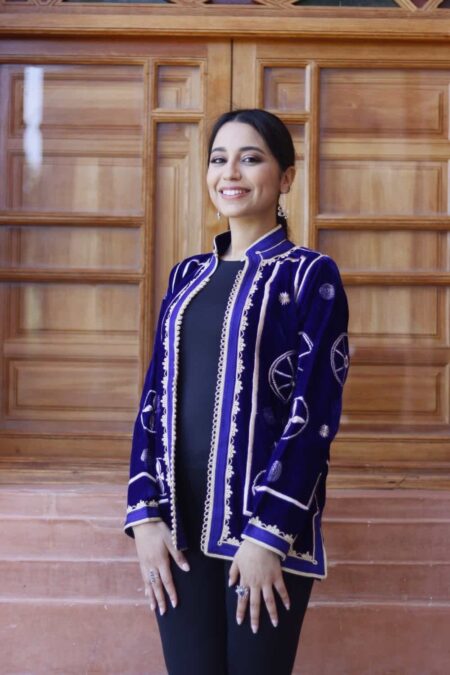 Embroidered Velvet Jacket with a Refined Silhouette