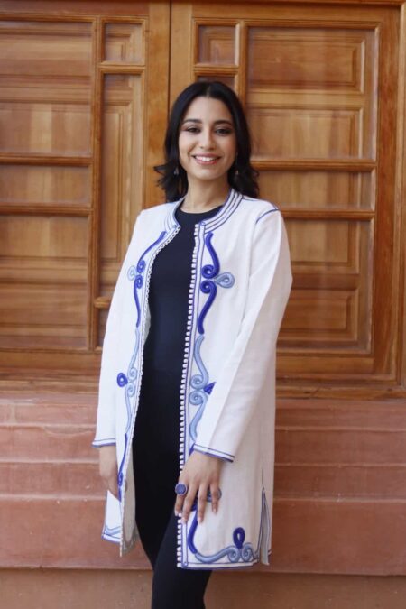 White Cotton Tunic with Hand Embroidery